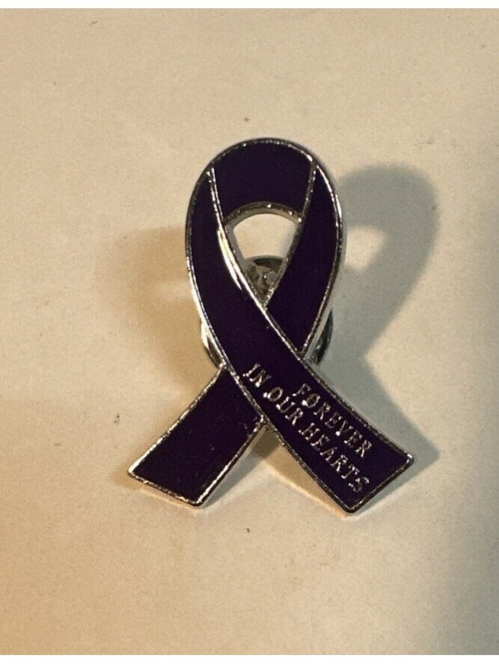 Purple Ribbon Forever in our Hearts Vintage Lapel Pin